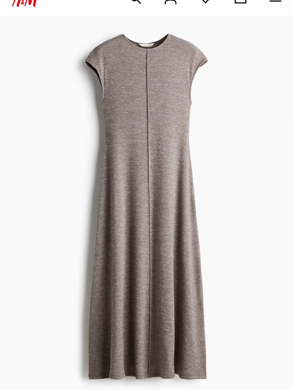 H&M Soft Midi Knit Dress in Taupe